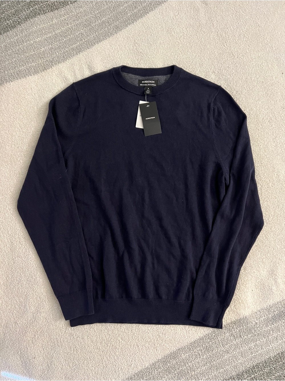 NWT Nordstrom Cotton Cashmere Crewneck Sweater Navy M